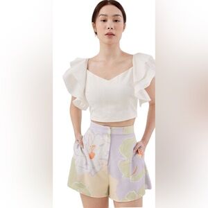 Love Bonito Camari Tailored Shorts in Buds Of Joy Lilac Size 2 NWT